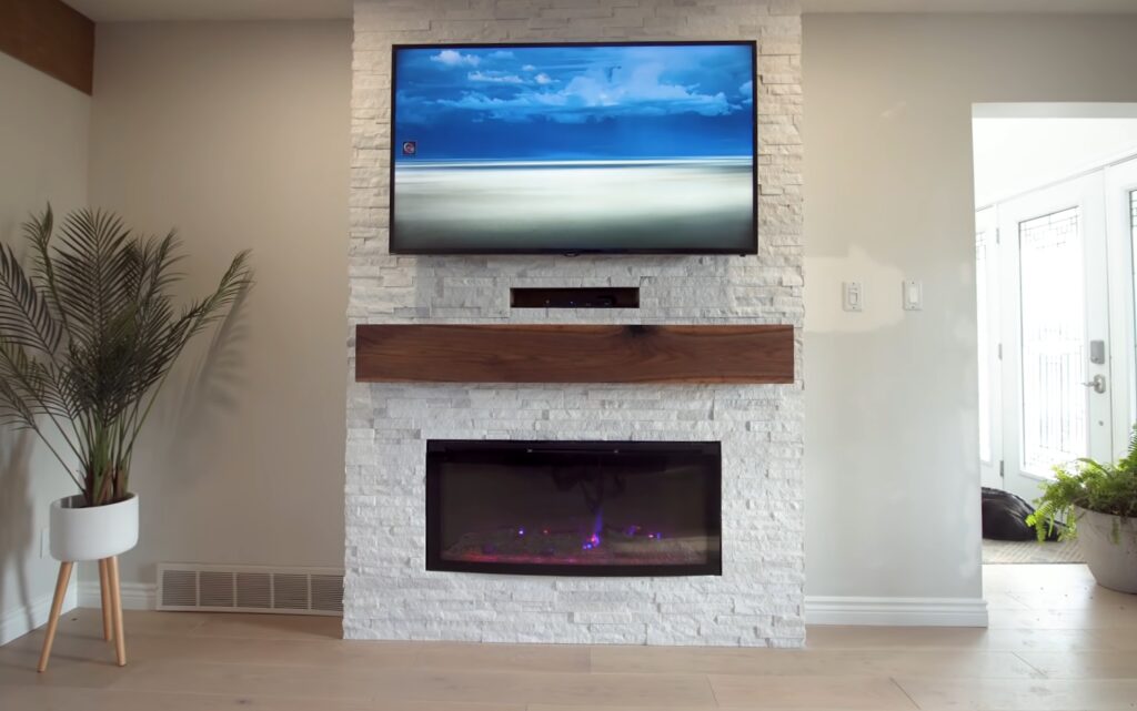 Fireplace under mounted tv