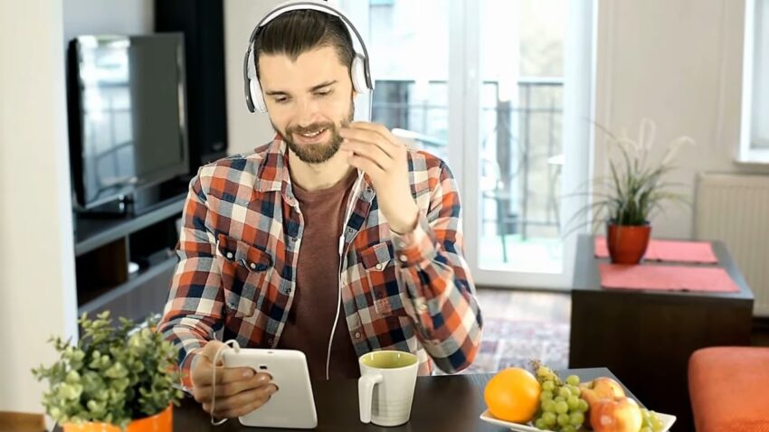 TV headphones for an older adult