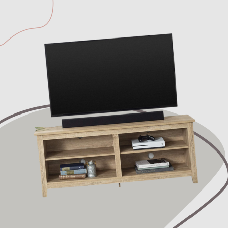 WE Furniture Minimal Farmhouse Wood Universal Stand for TVs 